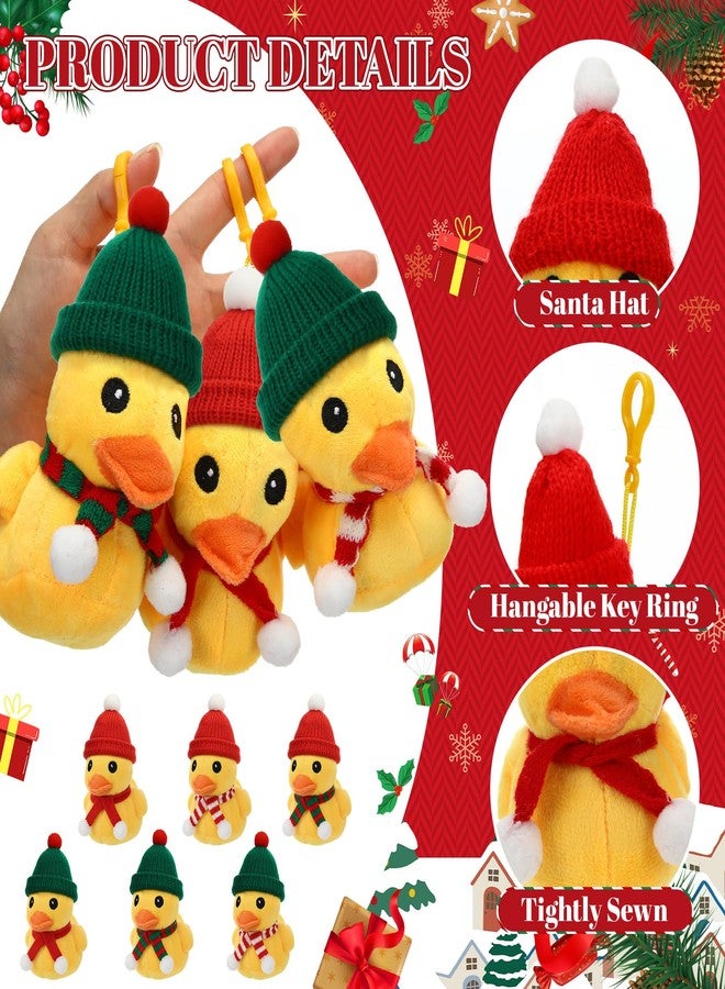 جيريفي مجموعة جيريفي المكونة من 16 قطعة من دمى البط المحشوة القطيفة، هدايا عيد الميلاد، بطة صغيرة 4 بوصة مزينة بقبعة ووشاح لشجرة عيد الميلاد، حيوانات محشوة، هدايا بالجملة، هدايا عيد الميلاد، هدايا حفلات، جوائز - Image 3